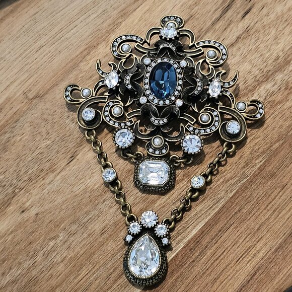 Victorian Edwardian Style‎ Shield Brooch Large Dark Fairycore Gothic Cosplay - Picture 13 of 14